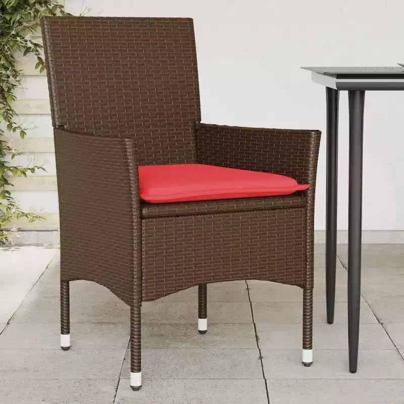 vidaXL Chaises de jardin avec coussins 2 pcs Résine tressée