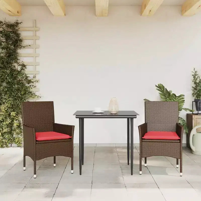 vidaXL Chaises de jardin avec coussins 2 pcs Résine tressée