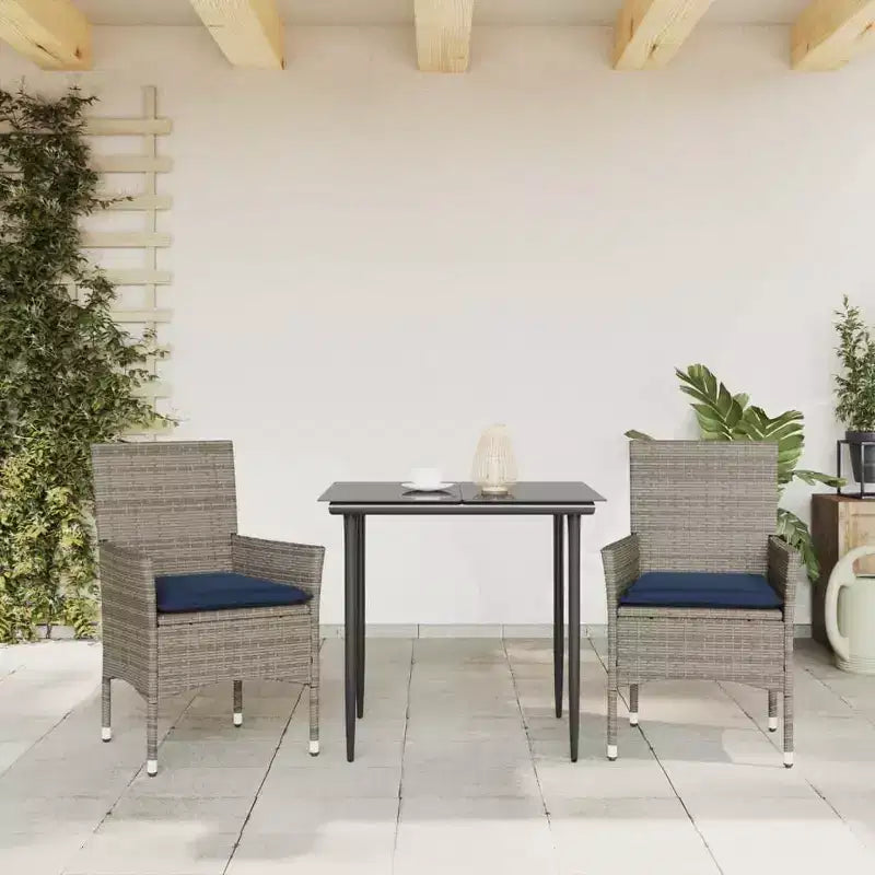 vidaXL Chaises de jardin avec coussins 2 pcs Résine tressée
