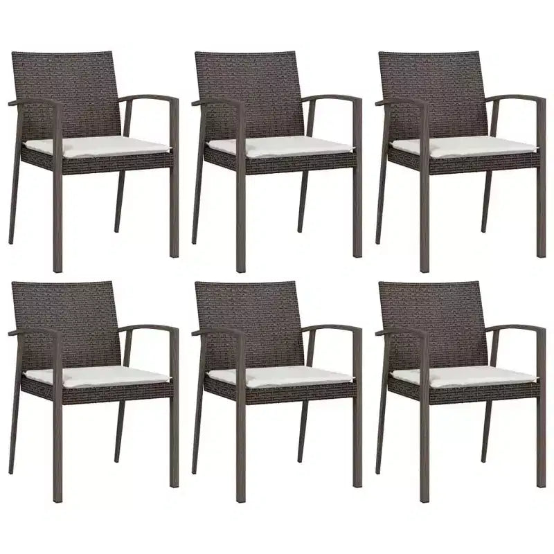 vidaXL Garden Chair Set of 6 Poly Rattan, Steel Medium Durable