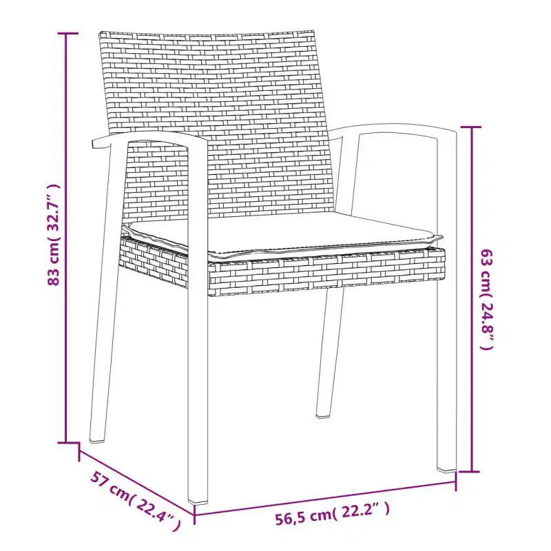 vidaXL Chaises de jardin lot de 6 en résine tressée et acier robustes