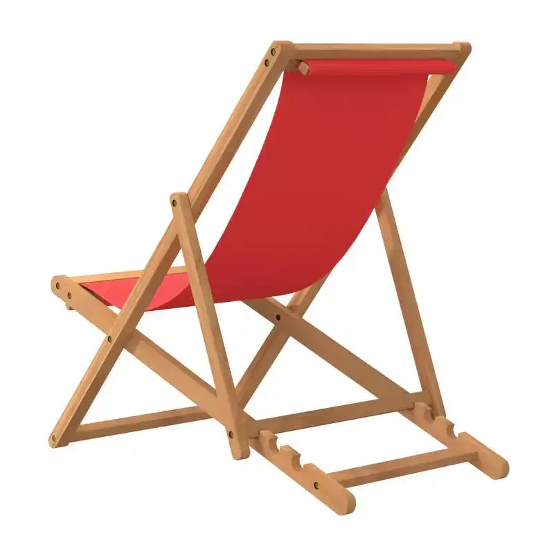 vidaXL Chaise longue de plage en teck massif, tissu Pliable