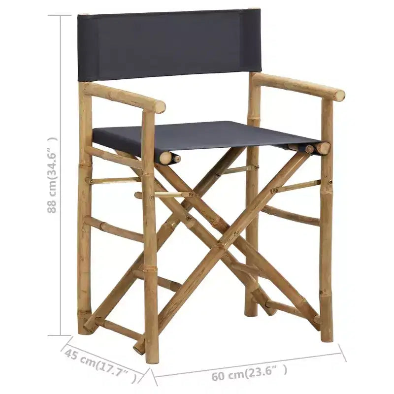 vidaXL Lot de 2 chaises de réalisateur Bambou, Polyester Standard
