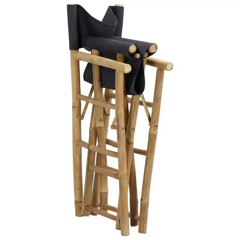 vidaXL Lot de 2 chaises de réalisateur Bambou, Polyester Standard