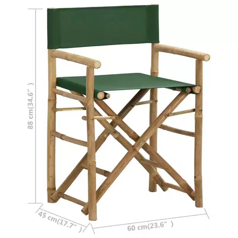 vidaXL Lot de 2 chaises de réalisateur Bambou, Polyester Standard