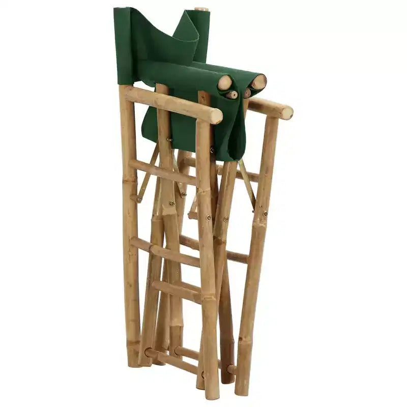 vidaXL Lot de 2 chaises de réalisateur Bambou, Polyester Standard