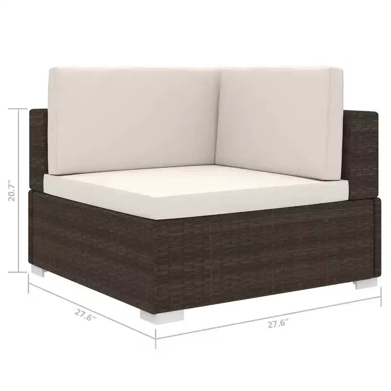 vidaXL Fauteuil d'angle avec coussins en résine tressée
