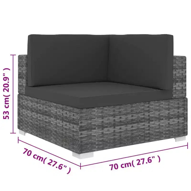 vidaXL Fauteuil d'angle avec coussins en résine tressée