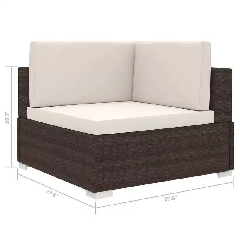 vidaXL Fauteuil d'angle avec coussins en résine tressée