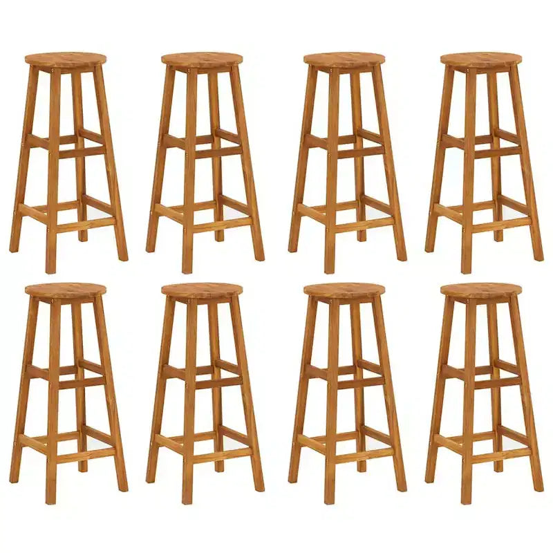 vidaXL Bar Stool Set of 8 Natural wood Solid Acacia wood Standard