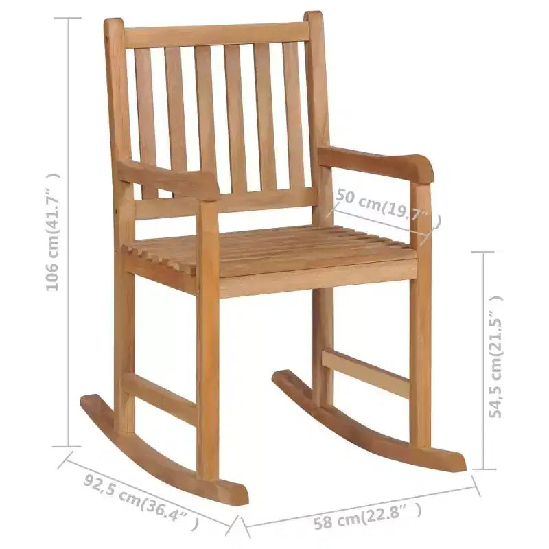 vidaXL Chaise à bascule marron en bois de teck massif moyenne durable