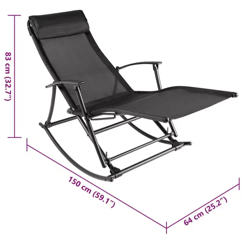 vidaXL Chaise de jardin noire en acier standard Chaise de jardin pliable