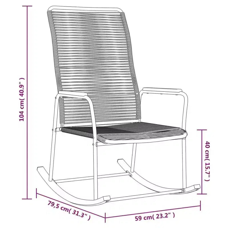 vidaXL Fauteuil à bascule de jardin Noir 23,2x31,3x40,9 Rotin PVC