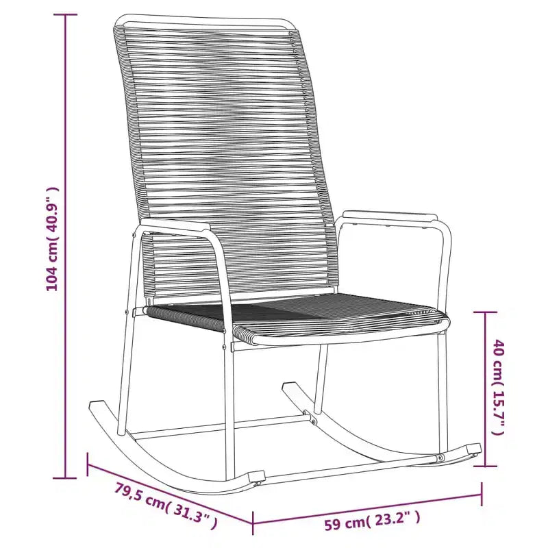 vidaXL Fauteuil à bascule de jardin Noir 23,2x31,3x40,9 Rotin PVC