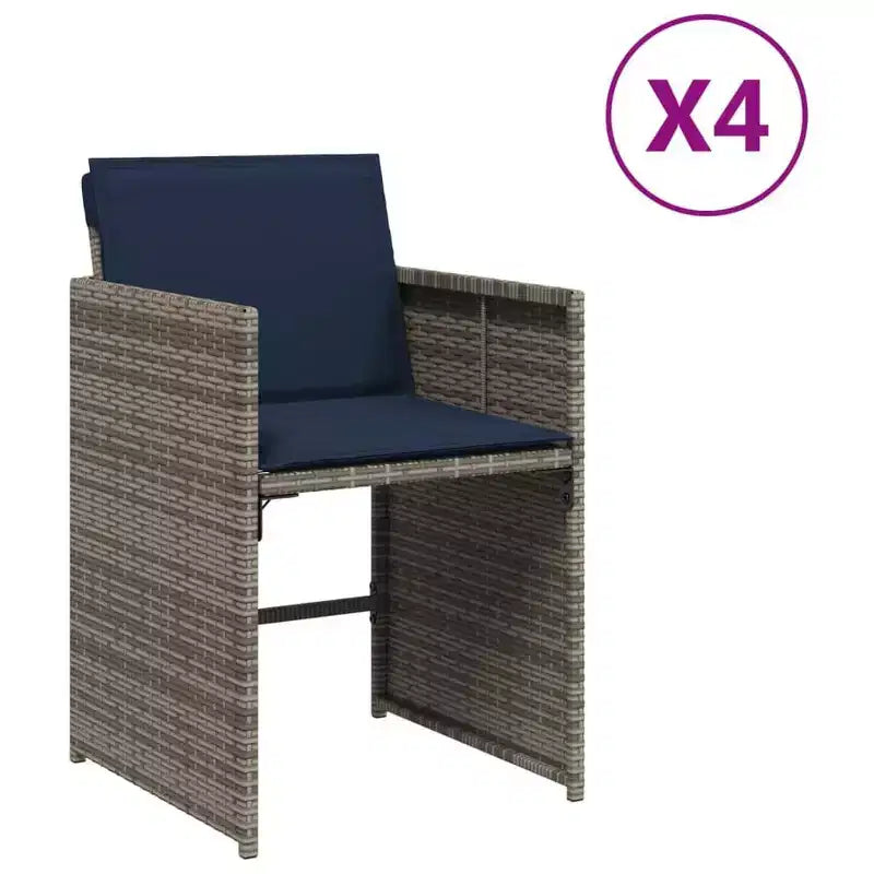 vidaXL Patio Chair Grey PE Rattan Standard Foldable Patio Chair