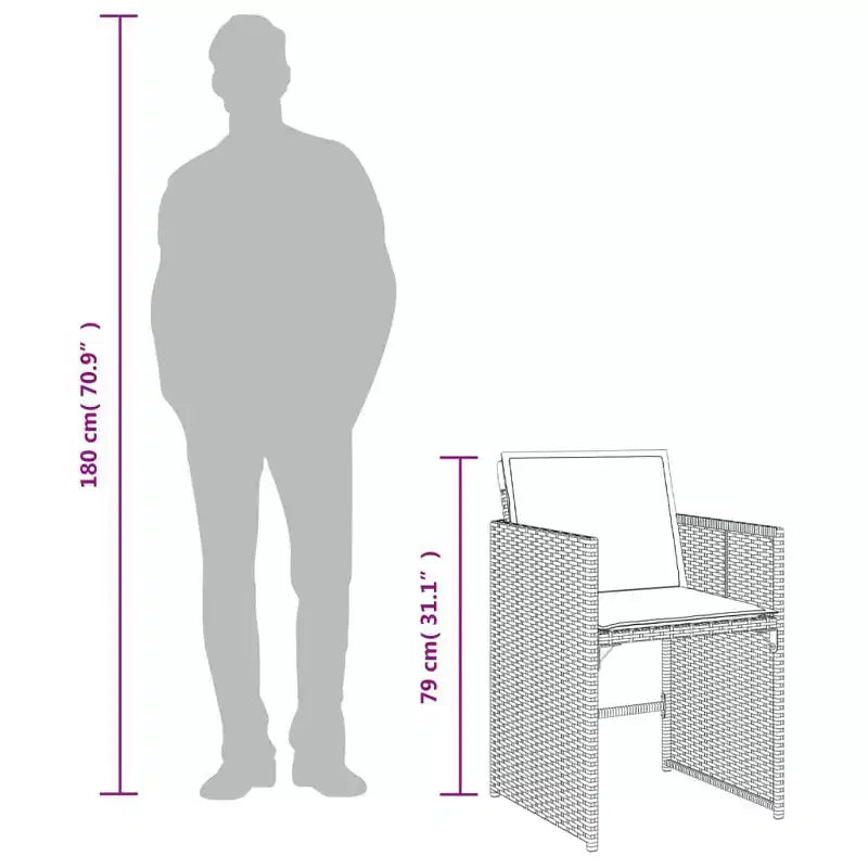vidaXL Chaise de jardin gris rotin PE Chaise de jardin pliable standard