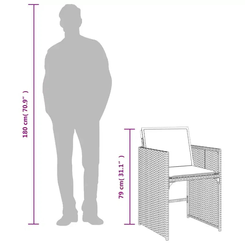 vidaXL Chaise de jardin gris rotin PE Chaise de jardin pliable standard