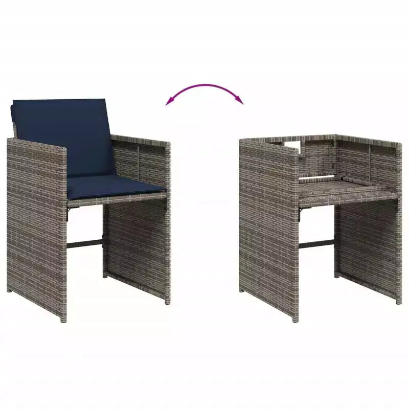 vidaXL Chaise de jardin gris rotin PE Chaise de jardin pliable standard