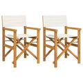 vidaXL Director's Chair Set of 2 Cream, Teak Solid Teak wood, Polyester