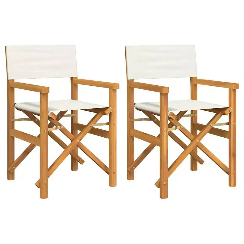 vidaXL Director's Chair Set of 2 Cream, Teak Solid Teak wood, Polyester