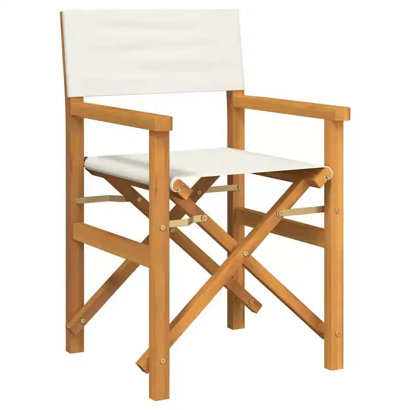 vidaXL Chaises de réalisateur 2 pcs Crème, Bois de teck massif, Polyester
