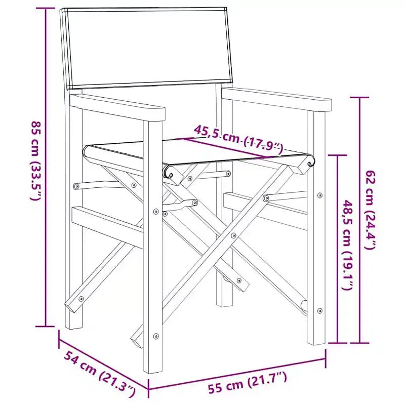 vidaXL Chaises de réalisateur 2 pcs Crème, Bois de teck massif, Polyester