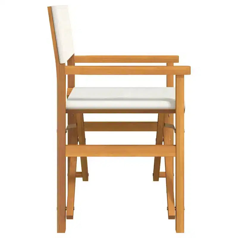 vidaXL Chaises de réalisateur 2 pcs Crème, Bois de teck massif, Polyester