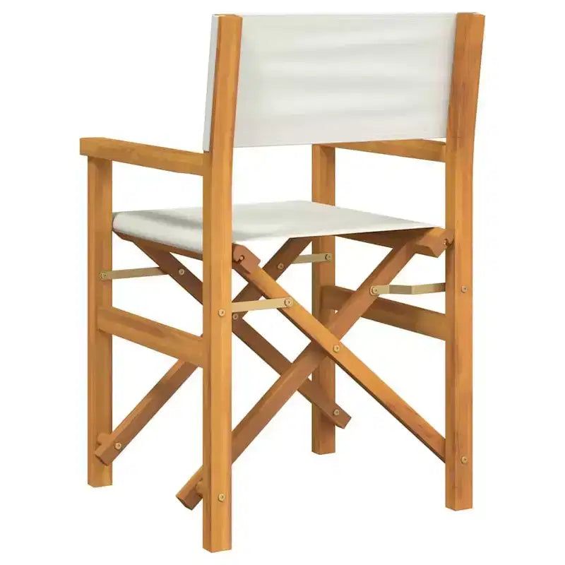vidaXL Chaises de réalisateur 2 pcs Crème, Bois de teck massif, Polyester