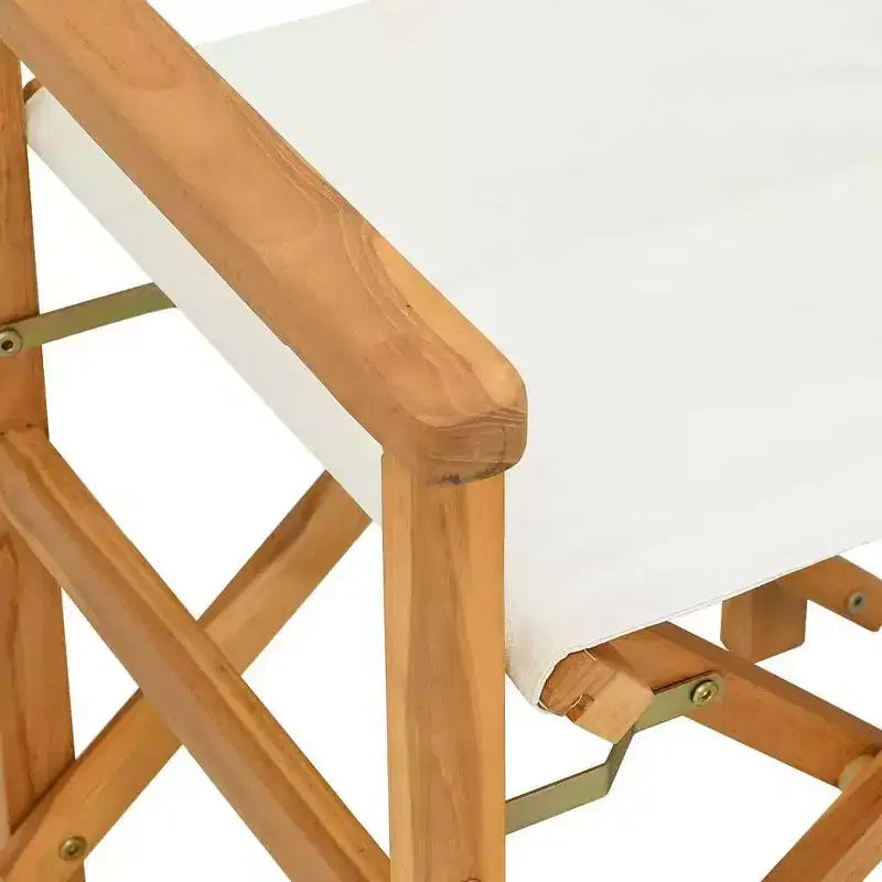 vidaXL Chaises de réalisateur 2 pcs Crème, Bois de teck massif, Polyester