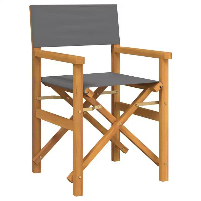 vidaXL Chaises de réalisateur, 2 pcs, Gris, Bois de teck et polyester, Moyen