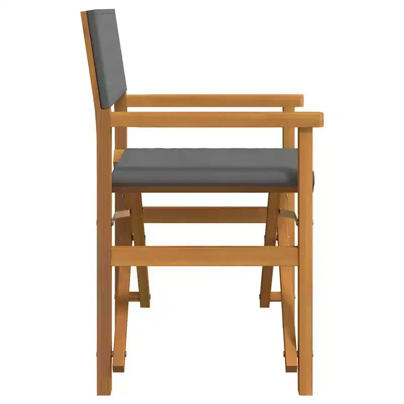 vidaXL Chaises de réalisateur, 2 pcs, Gris, Bois de teck et polyester, Moyen