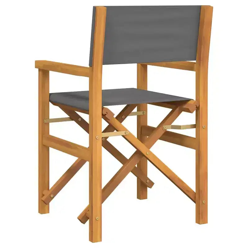vidaXL Chaises de réalisateur, 2 pcs, Gris, Bois de teck et polyester, Moyen