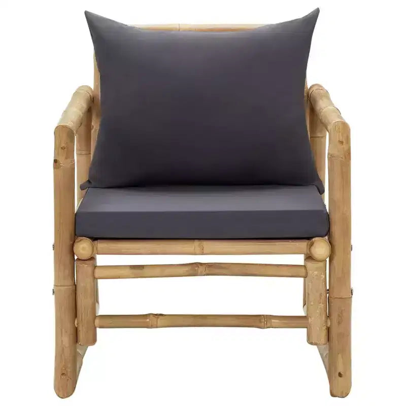 vidaXL Lot de 2 chaises de jardin gris foncé, bambou naturel, polyester