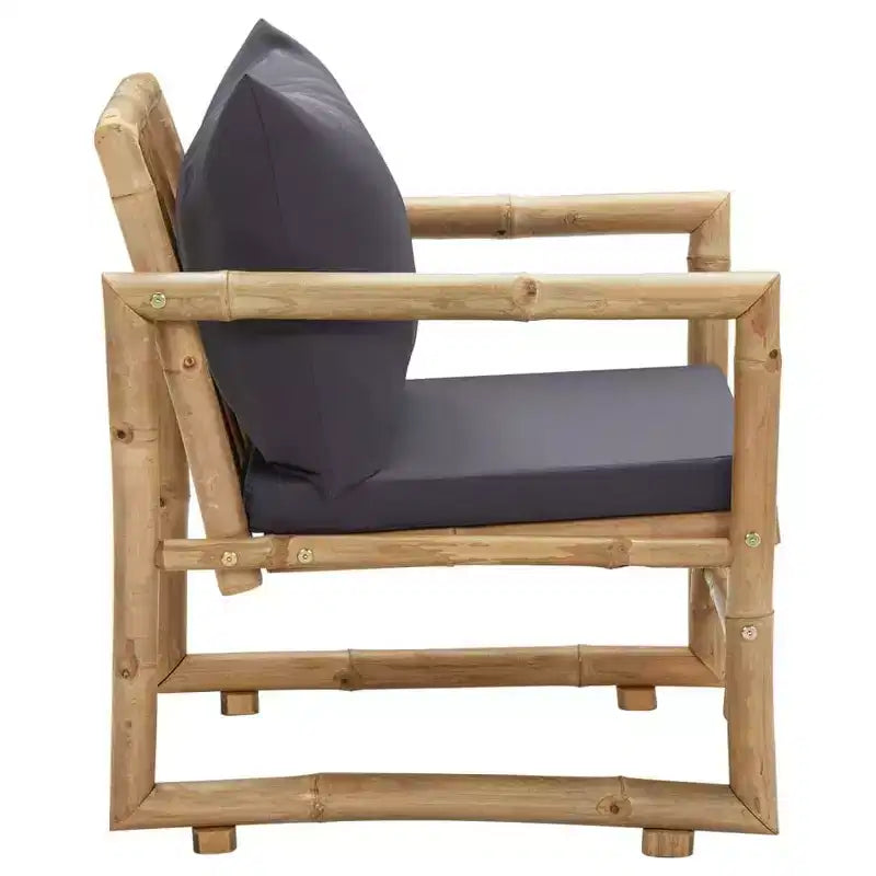 vidaXL Lot de 2 chaises de jardin gris foncé, bambou naturel, polyester