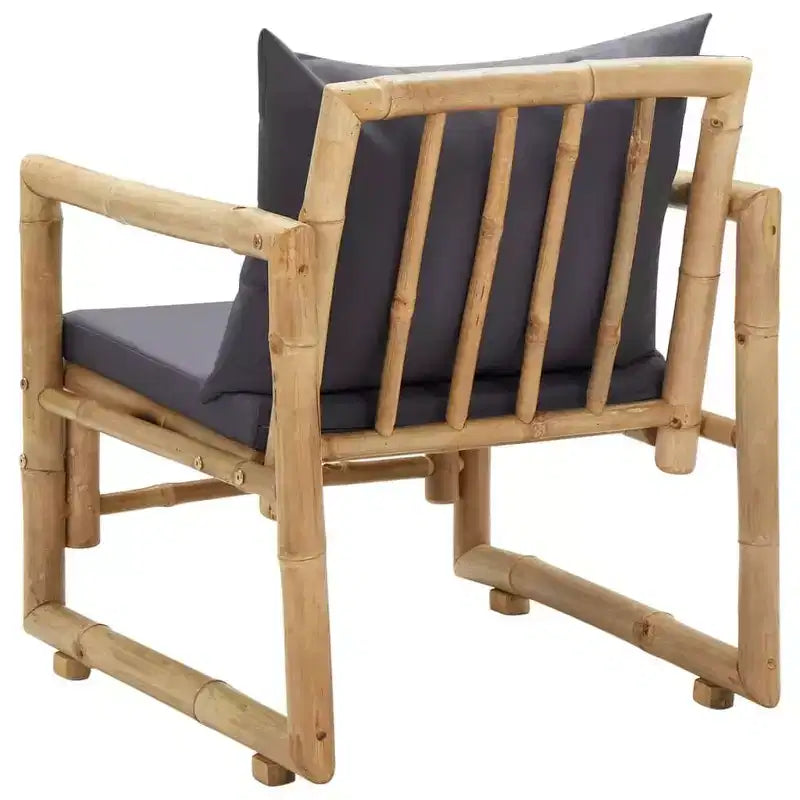 vidaXL Lot de 2 chaises de jardin gris foncé, bambou naturel, polyester