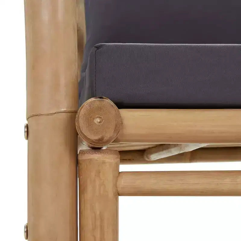 vidaXL Lot de 2 chaises de jardin gris foncé, bambou naturel, polyester