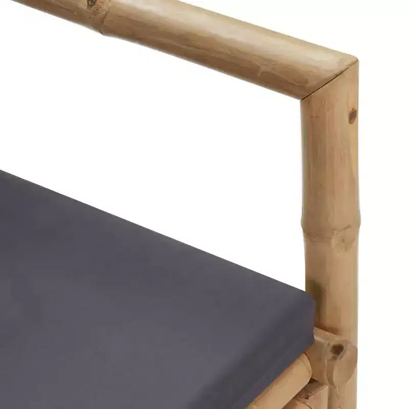 vidaXL Lot de 2 chaises de jardin gris foncé, bambou naturel, polyester