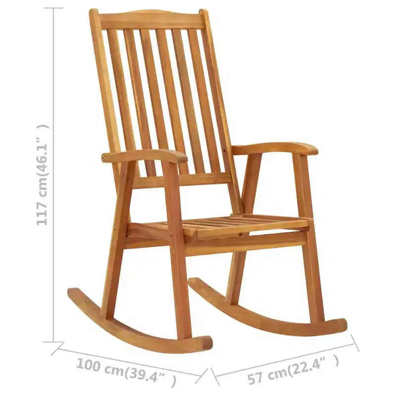 vidaXL Fauteuil à bascule marron en bois d'acacia massif Grand Durable