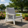 GDFStudio Bayside Outdoor HDPE Armchair with Cushions and Wood Grain Finish