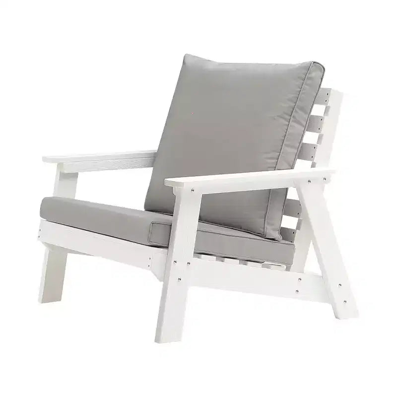 Fauteuil d'extérieur GDFStudio Bayside en PEHD avec coussins et finition grain de bois