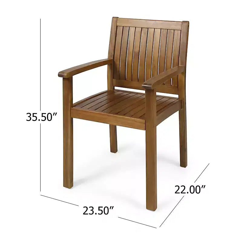 Christopher Knight Home Mikkel Ensemble de salle à manger d'extérieur moderne 7 pièces en acacia avec table à lattes et pieds en épingle à cheveux en fer