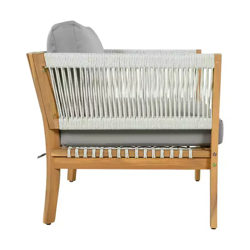 Christopher Knight Home Linh Fauteuil de jardin moderne en acacia avec corde tressée et coussin