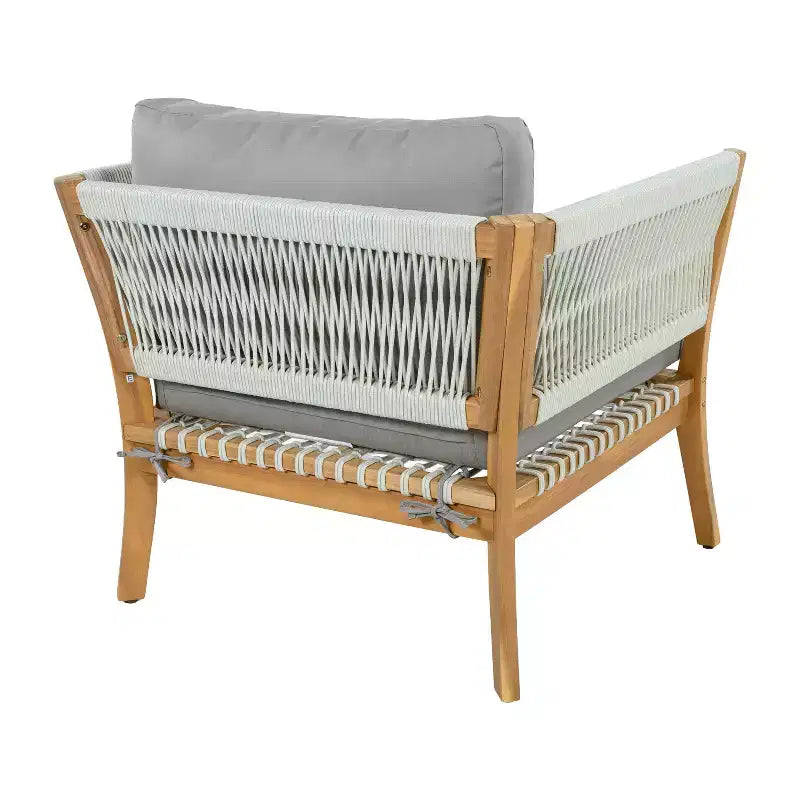 Christopher Knight Home Linh Fauteuil de jardin moderne en acacia avec corde tressée et coussin