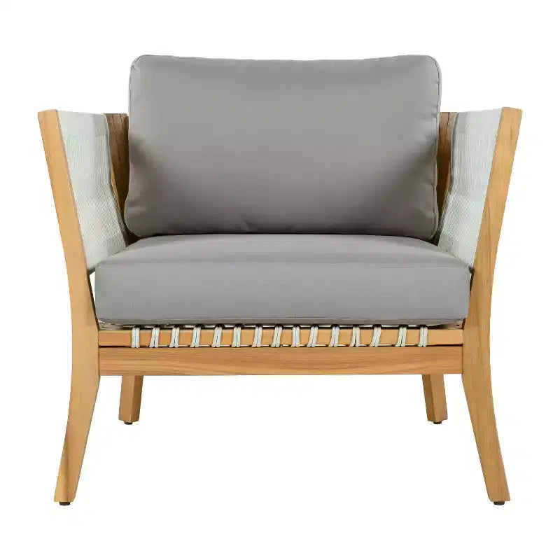 Christopher Knight Home Linh Fauteuil de jardin moderne en acacia avec corde tressée et coussin