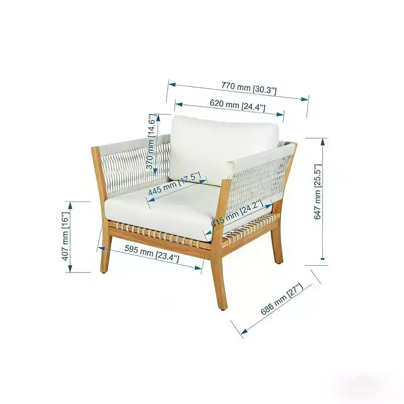 Christopher Knight Home Linh Fauteuil de jardin moderne en acacia avec corde tressée et coussin