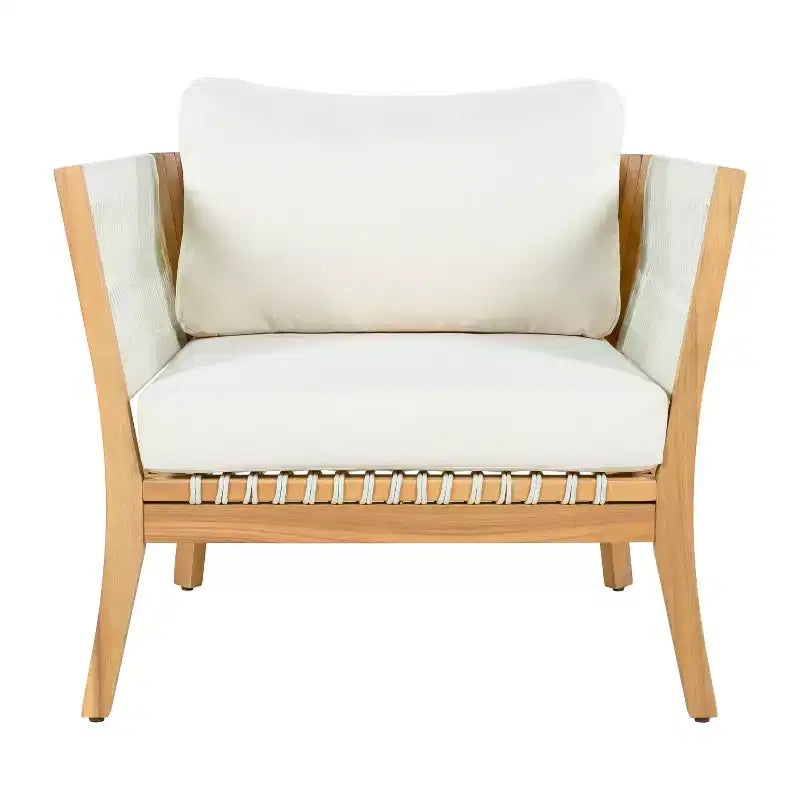 Christopher Knight Home Linh Fauteuil de jardin moderne en acacia avec corde tressée et coussin