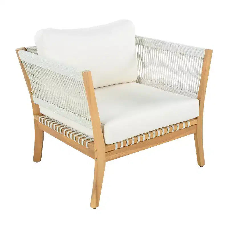 Christopher Knight Home Linh Fauteuil de jardin moderne en acacia avec corde tressée et coussin