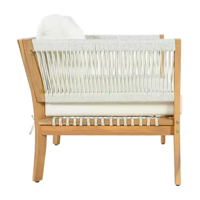 Christopher Knight Home Linh Fauteuil de jardin moderne en acacia avec corde tressée et coussin