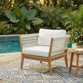 Christopher Knight Home Linh Modern Outdoor Acacia Patio Club Chair with Woven Rope and Cushion