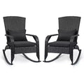 Probe Hues 2-Pack Outdoor Wicker Rocking Chairs with Cushions & Back Pillows, Powder-Coated Steel Frame, Porch/Patio Rockers